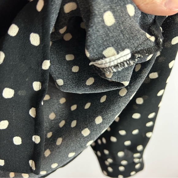 Frank And Oak Black Polka Dot Button-Up Blouse Size Medium - Picture 8 of 9